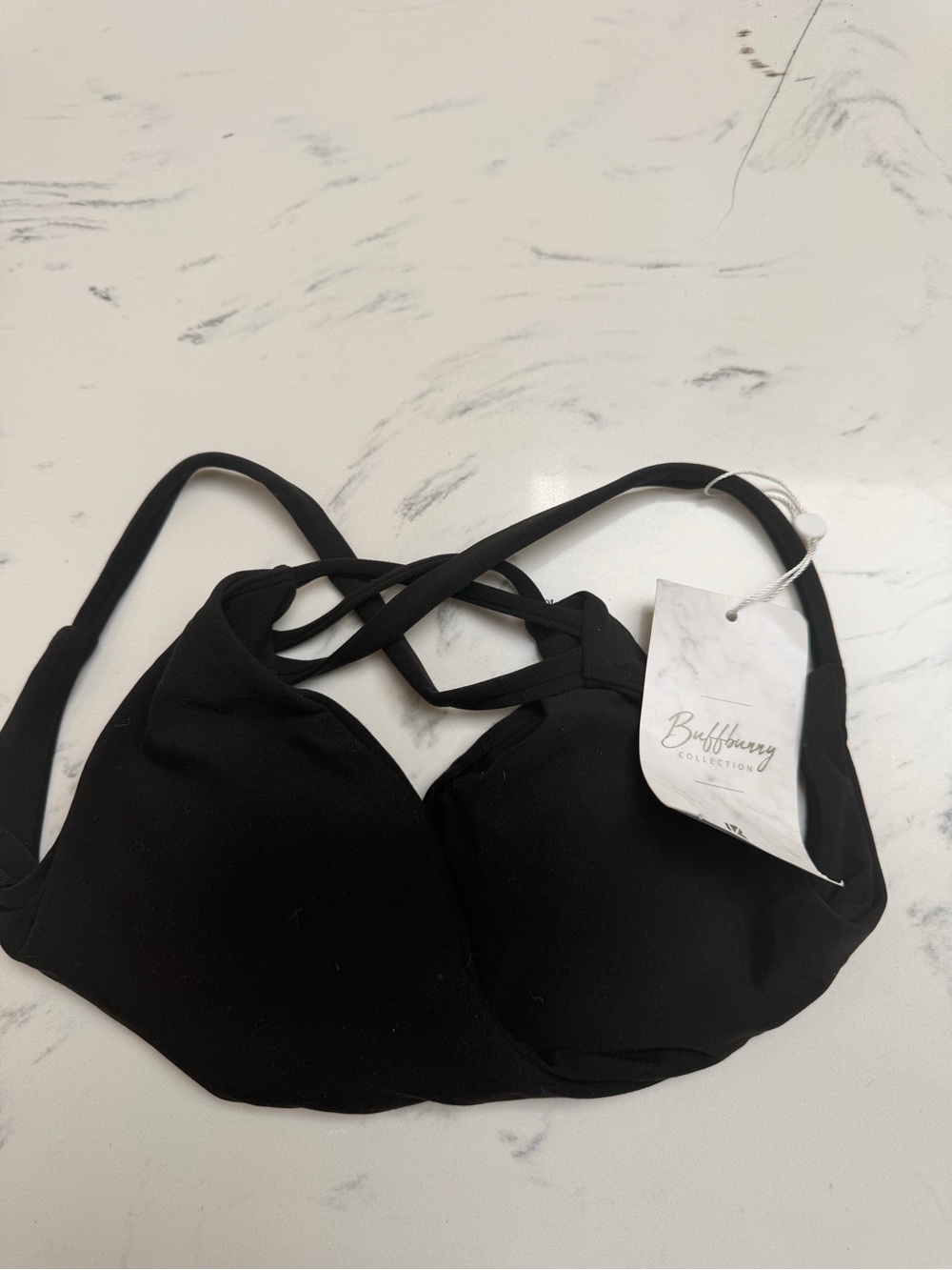 NWT Buff Bunny Hlow Black Crisscross Molded Bra